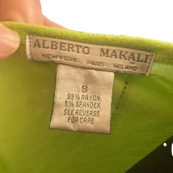 Alberto Makali Lime Green Ruffle Tunic with Decorative Zipper Detail, Size Small - Picture 2 of 12